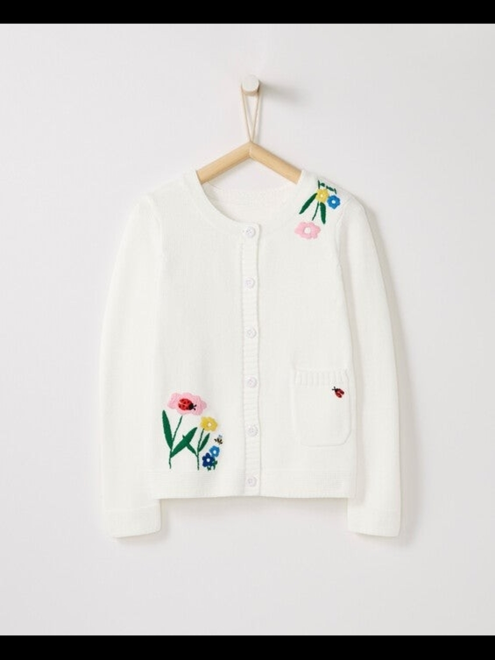 Hanna Andersson White Knit Button Cardigan